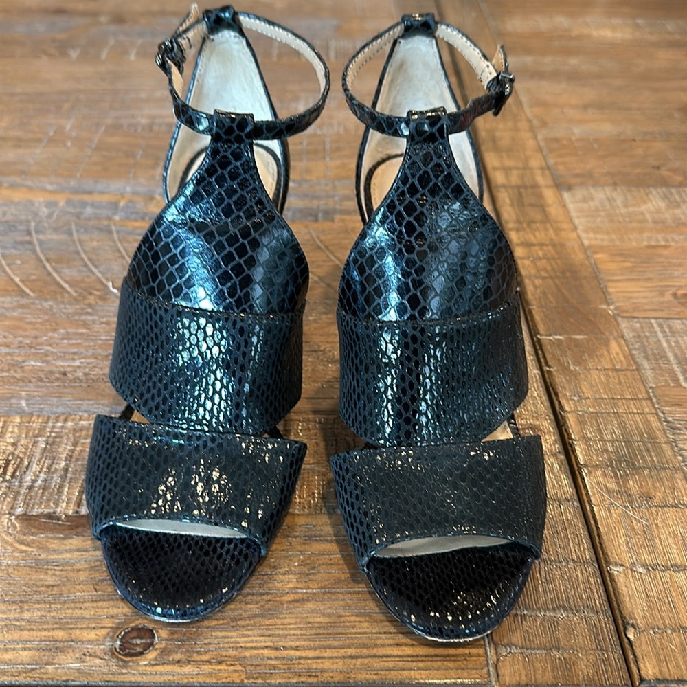 High Heel Black Leather bottom Ankle Strap Size 7.5 Antonio Melani